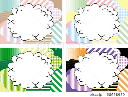 吹出し　パッチワーク背景　セット 68658920