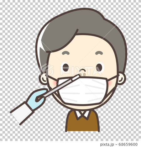 PCR検査（インフルエンザ検査）をするお父さん　抗体検査 68659600