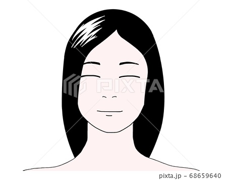 長髪ストレートの笑顔の女性のイラスト素材