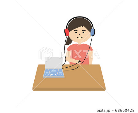 聴力検査をしている女の子のイラスト 68660428