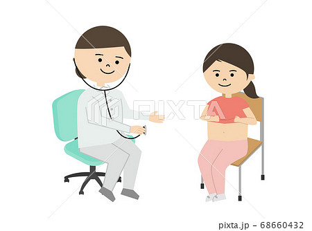 内科で診察を受ける女の子のイラスト 68660432