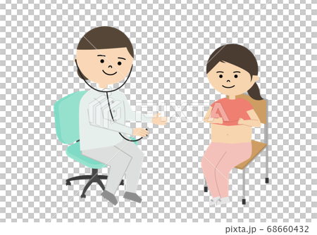 内科で診察を受ける女の子のイラスト 68660432