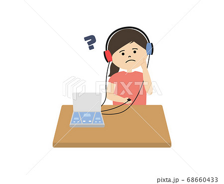 聴力検査で聞こえが悪い女の子のイラスト 68660433