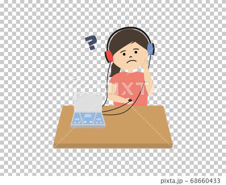 聴力検査で聞こえが悪い女の子のイラスト 68660433