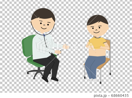 一個男孩正在接受體檢的插圖 68660435