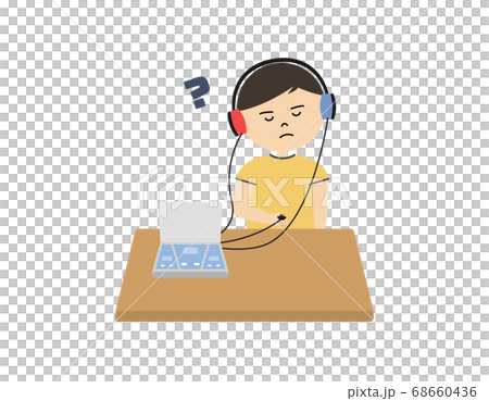 Illustration of a boy with a hearing loss 68660436