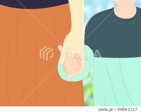 手をつなぐ親子のイラスト素材