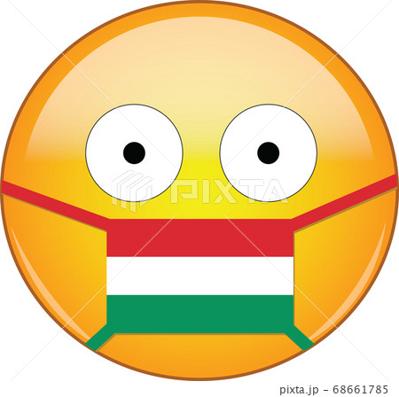 Yellow scared emoji in Hungarian medical mask 68661785