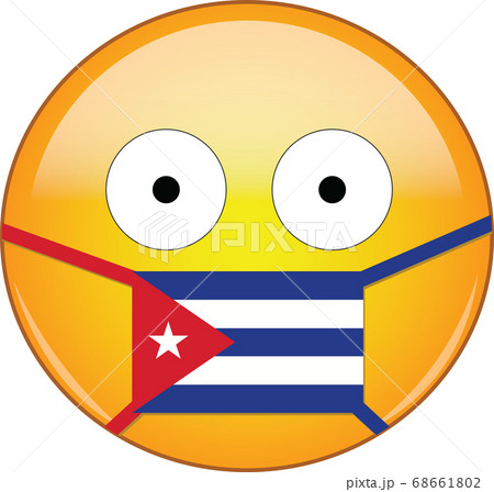 Yellow scared emoji in Cuban medical mask Yellow scared emoji in Cuban medical mask 68661802