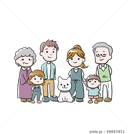 祖父母と子供、ペットのいる家族 68663851