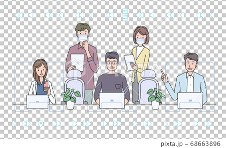 Women and men working in social distance 68663896