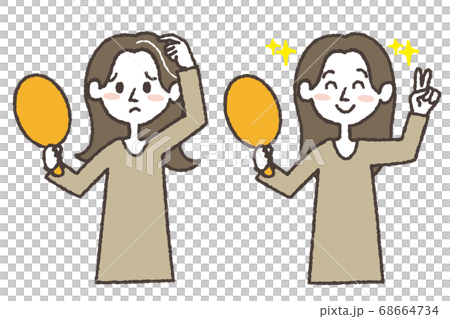 關心白髮的年輕女子和一個根本微笑的年輕女子的插圖 關心白髮的年輕女子和一個根本微笑的年輕女子的插圖 68664734