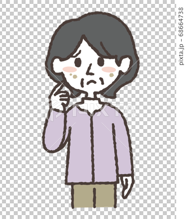 一個老婦人關注污漬的插圖 一個老婦人關注污漬的插圖 68664738