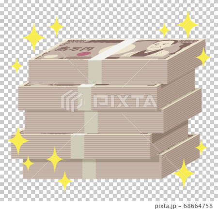 Stack of bills, 10,000 yen bills, glitter illustration 68664758