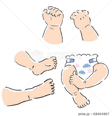 新生児の赤ちゃんのムチムチイラストのイラスト素材