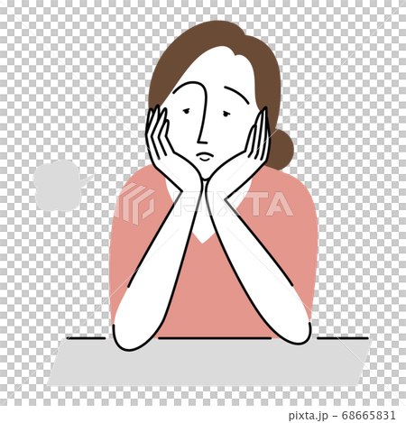 A woman with a cane and a depressed look A woman with a cane and a depressed look 68665831