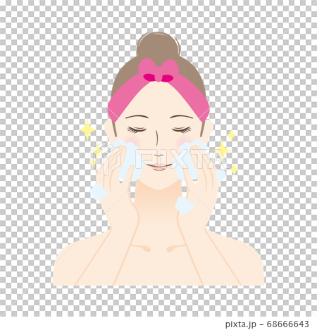 Illustration of a woman washing her face Illustration of a woman washing her face 68666643