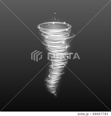 Shining illuminated whirlwind or glowing tornado realistic vector illustration. 68667783