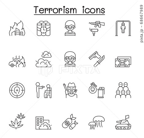 Set of Terrorism Related Vector Line Icons. Set of Terrorism Related Vector Line Icons. 68667989