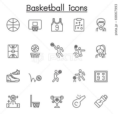 Set of basketball Related Vector Line Icons. Set of basketball Related Vector Line Icons. 68667993