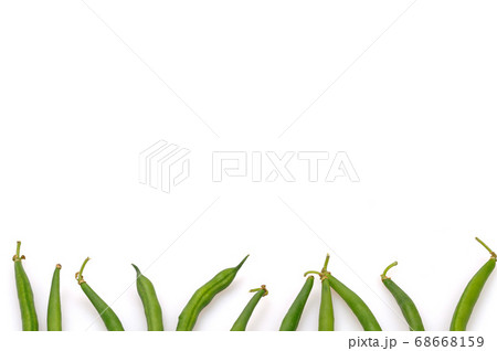 String beans on a white background.Green 68668159