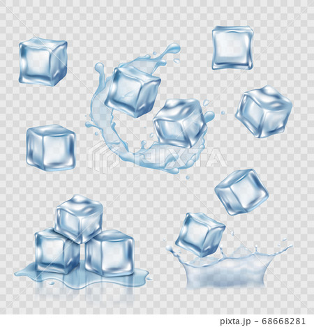 Download Set of transparent ice cubes, realistic mockup...のイラスト素材 ...