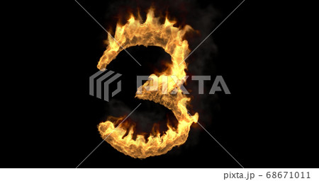 Burning number three on a transparent background. 3d rendering Burning number three on a transparent background. 3d rendering 68671011