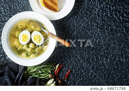 soup with vegetables and egg soup with vegetables and egg 68671788