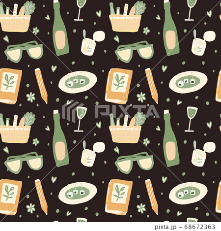 Seamless pattern with hand drawn doodle style 68672363