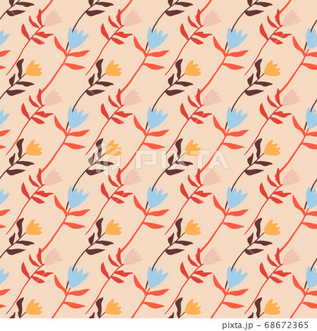 Summer flowers seamless pattern. Doodle elements 68672365