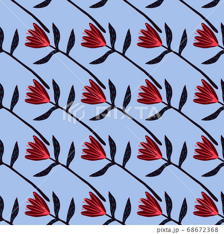 Bright seamless pattern with red abstract tulip 68672368