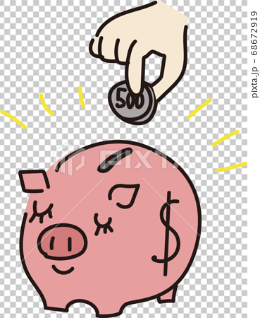 豚の貯金箱イラストのイラスト素材