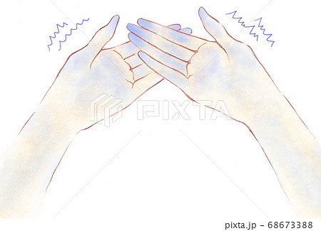 冷えた手のひらと指先　震える末端冷え性 68673388