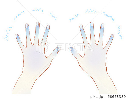 青く冷えた手と指先 末端冷え性 青く冷えた手と指先 末端冷え性 68673389