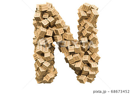 Letter N from wooden boxes. 3D rendering 68673452