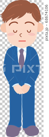 目をつむって立つ男性 68674106