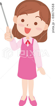 制服姿の指示棒を持った女性 68674568