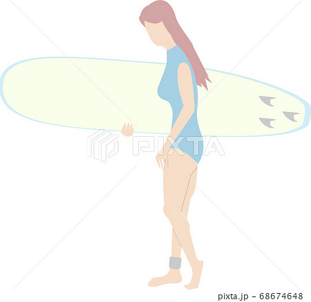 女性サーファーのイラスト素材