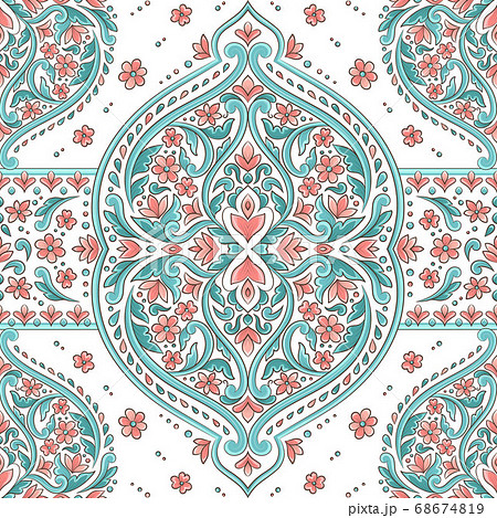 Pink and blue luxury ornament seamless pattern. 68674819