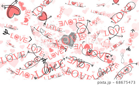 Romantic calligraphy hand drawn heart with words I love you. Wedding or Valentines day invitation card. Vector illustration Romantic calligraphy hand drawn heart with words I love you. Wedding or Valentines day invitation card. Vector illustration 68675473