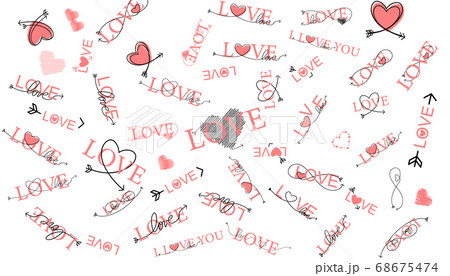 Romantic calligraphy hand drawn heart with words I love you. Wedding or Valentines day invitation card. Vector illustration 68675474