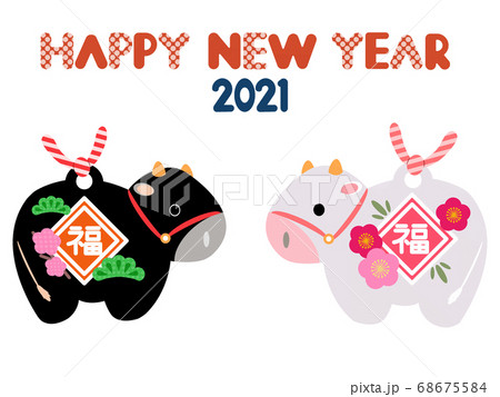 2021年　年賀状素材　丑の置物 68675584