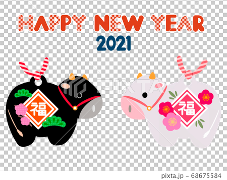 2021年　年賀状素材　丑の置物 68675584