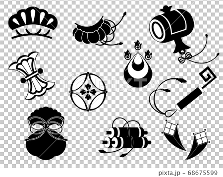 宝尽くし　モノクロ 68675599