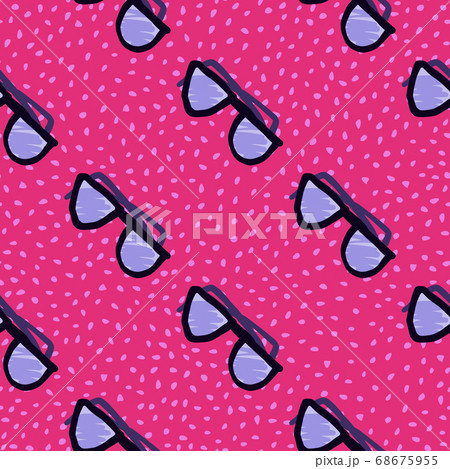 Bright simple hand drawn sunglasses ornament. Pink 68675955