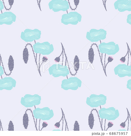 Pastel seamless poppy flower pattern. Botanic blue 68675957