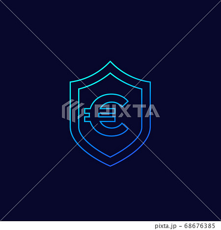Shield with euro icon, line vector Shield with euro icon, line vector 68676385