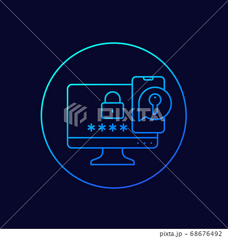 authentication in two steps, vector linear icon 68676492