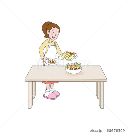 食事の支度をするママ 68676509