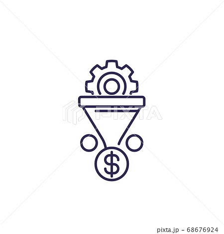 sales funnel vector icon on white, line 68676924